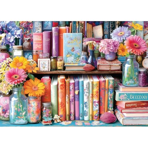 MINIWAN Vibrant Book Nook 1000 Piece Puzzle for Adults Fun Puzzles for Adults 1000 Pieces with HD Print Poster 275 197 in Dust Free for Gifts Halloween Christmas Family Games Lovers - Image 1