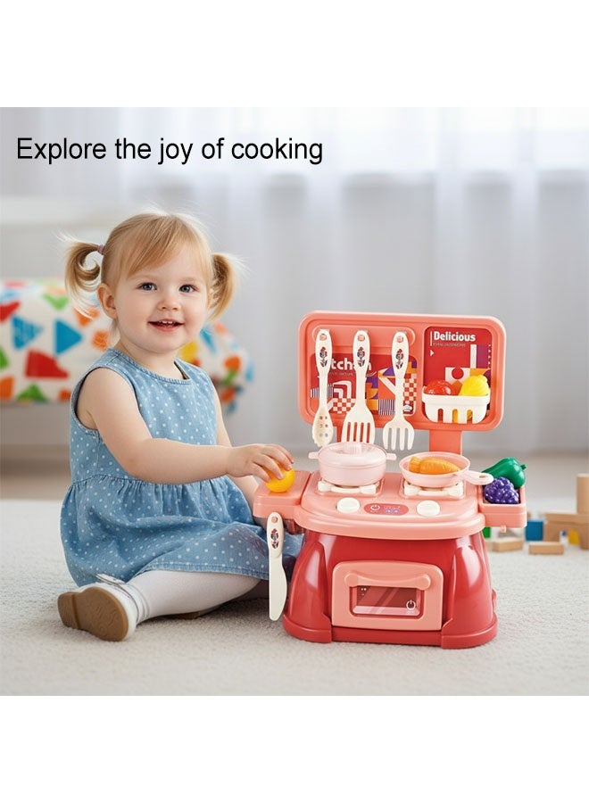 Kitchen Playset, 30Pcs Kid Play Kitchen Toy,Lightweight Pretend Toddler Kitchen Playset for Girls Boys ,Mini Kitchen Set for Real Cooking,Separable Design Kids Pretend Kitchen Toys with Food,Knife a - Image 4