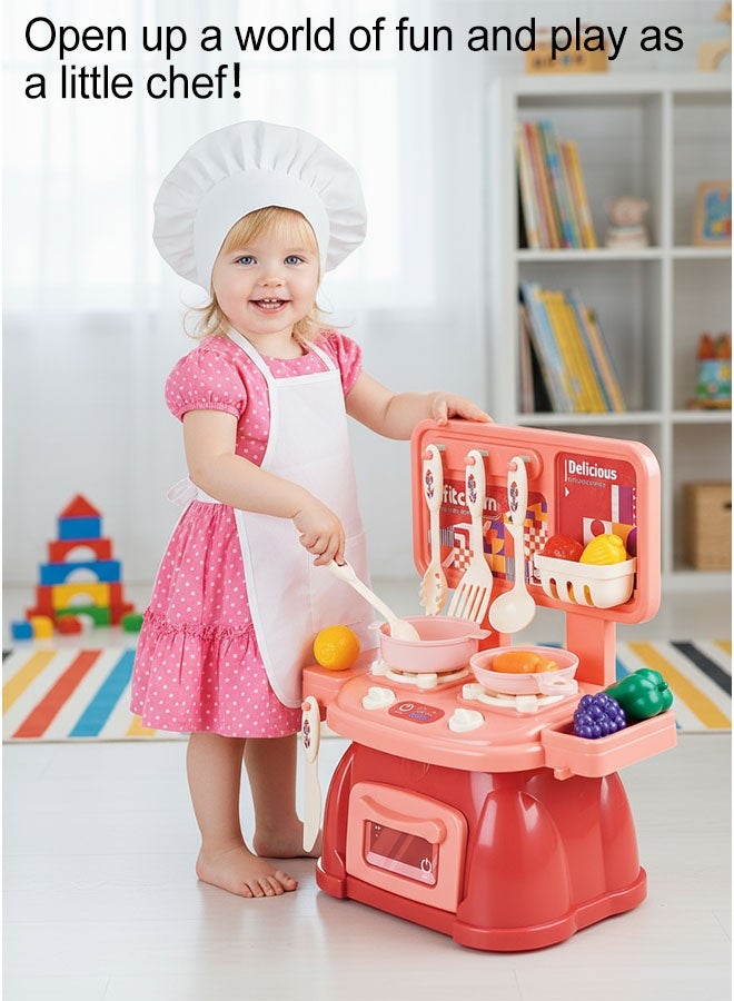 Kitchen Playset, 30Pcs Kid Play Kitchen Toy,Lightweight Pretend Toddler Kitchen Playset for Girls Boys ,Mini Kitchen Set for Real Cooking,Separable Design Kids Pretend Kitchen Toys with Food,Knife a - Image 3