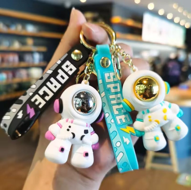 AEROSTARK Cartoon Characters Keychain for Girls Boys, Cute Silicon Keychains Accessories Keyring Key Purse Backpack Car Charms for Kids Gifts (Astro Black & Grey Combo) - Image 2
