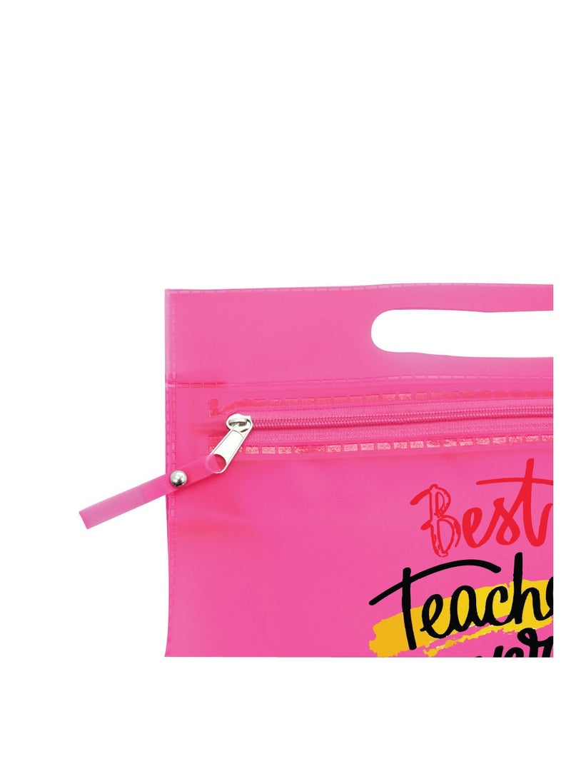 PRINTSHOP4ME Teachers Day Gift Pink Transparent Cosmetic Bag with zipper closure - Teacher Appriciation Gift - Gift for Teacher - Teacher Gifts  - Image 4