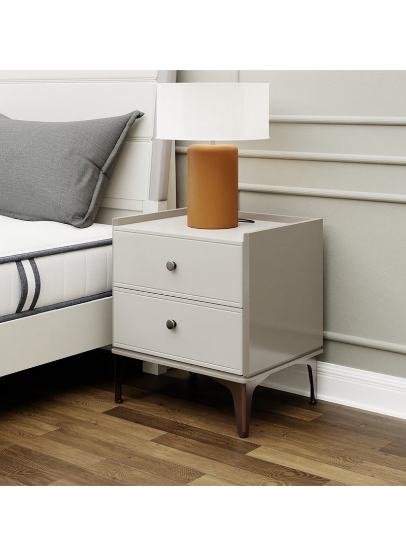 ROYALOAK Royaloak Phoenix Side Table | Two Drawers | HDF Construction | Elegant High-Gloss Finish | Modern Design | Durable & Long-lasting | Side Table with Storage  - Image 1