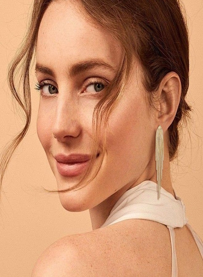 FANZE Gold Tassel Dangle Clip on Earrings for Women No Piercing Trendy Fashion Jewelry Gift for Party Prom Wedding Graduation Birthday Cocktail Chrismas Easter Valentines Day - Image 3