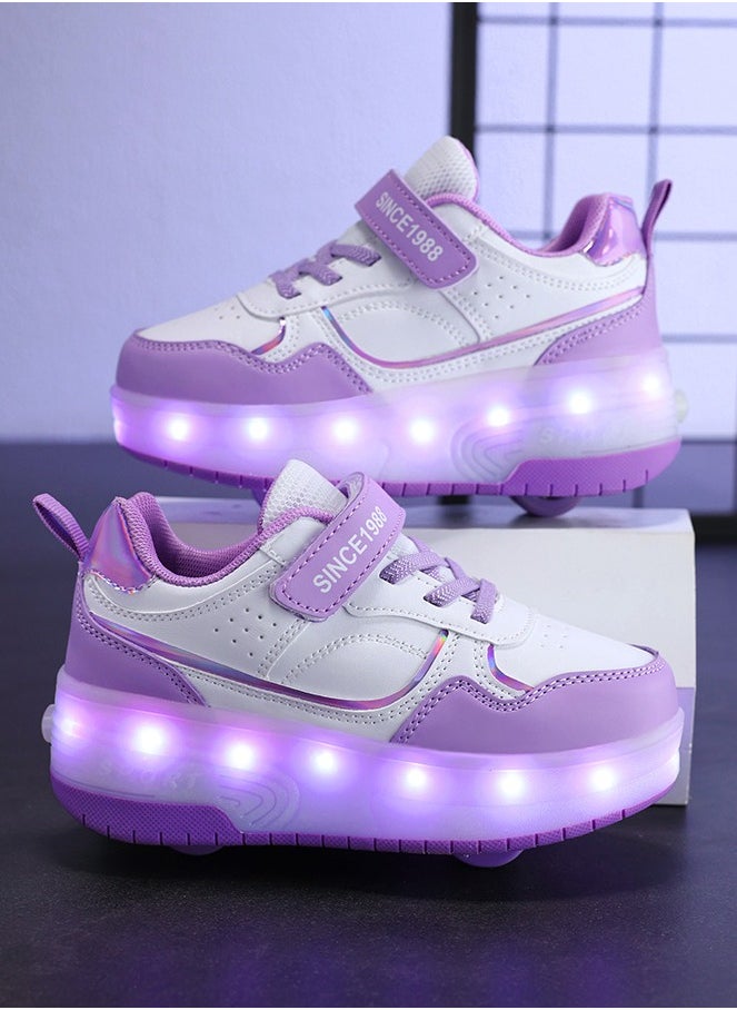LITTLE ROCKZ - LED Flash Light Fashion Shiny Sneaker Skate Heelys Shoes With Wheels And Lightning Sole - Image 1