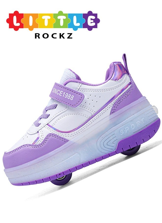LITTLE ROCKZ LED Flash Light Fashion Shiny Sneaker Skate Heelys Shoes With Wheels And Lightning Sole  - Image 1