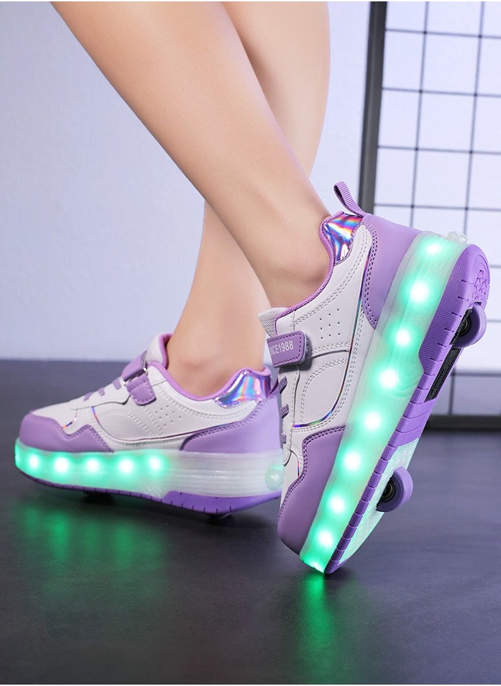 LITTLE ROCKZ LED Flash Light Fashion Shiny Sneaker Skate Heelys Shoes With Wheels And Lightning Sole  - Image 3