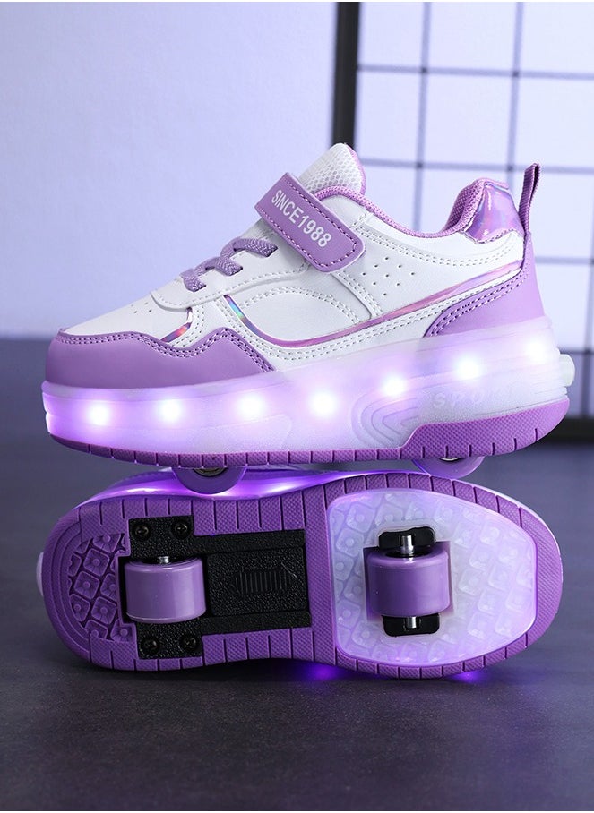 LITTLE ROCKZ LED Flash Light Fashion Shiny Sneaker Skate Heelys Shoes With Wheels And Lightning Sole  - Image 2