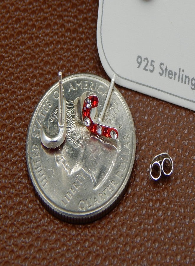 آيسروز أقراط مرصعة بكريستال عيد الميلاد باللونين الأحمر والأبيض على شكل عصا حلوى وقبعة رنة من الفضة الإسترليني عيار 925 (مجموعة من 3 قطع) 33415 - Image 3