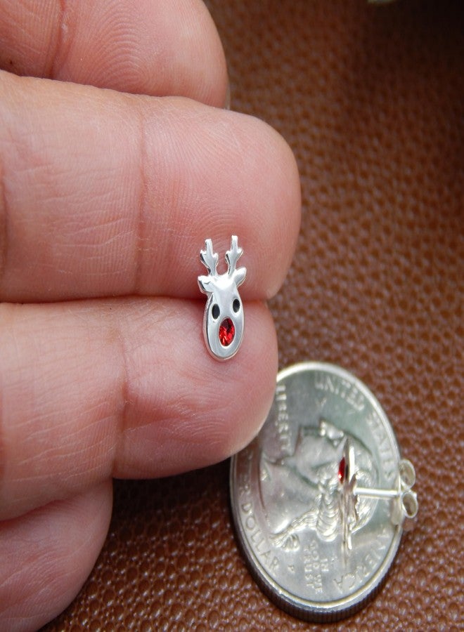 آيسروز أقراط مرصعة بكريستال عيد الميلاد باللونين الأحمر والأبيض على شكل عصا حلوى وقبعة رنة من الفضة الإسترليني عيار 925 (مجموعة من 3 قطع) 33415 - Image 2