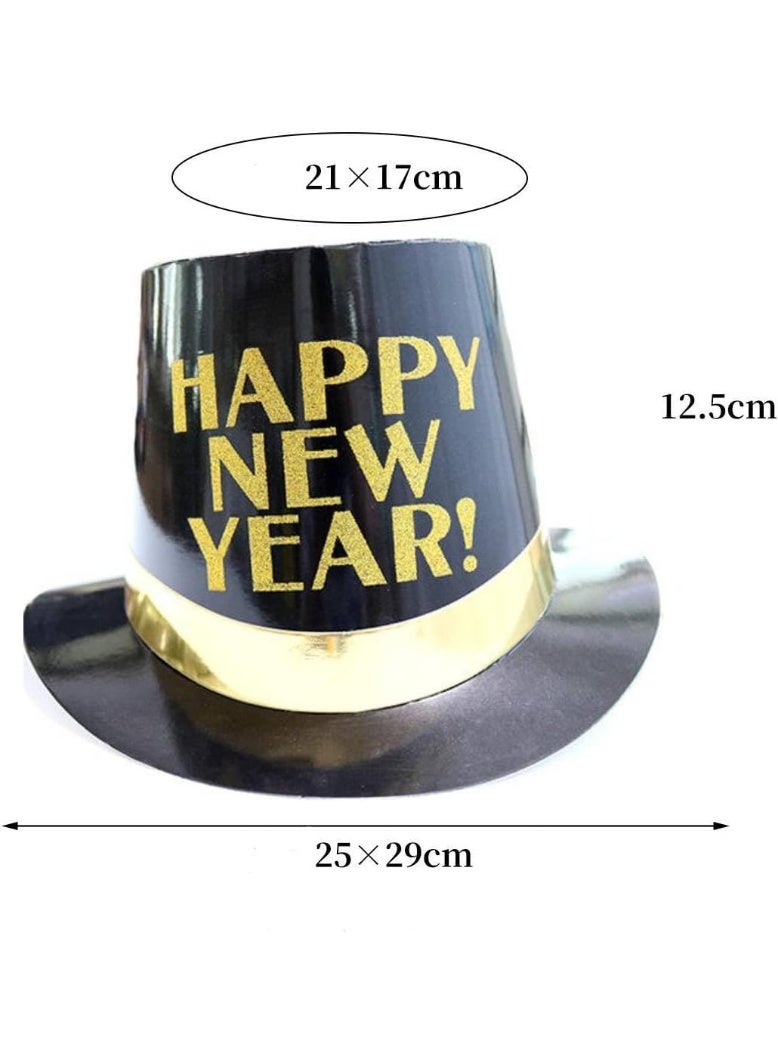 ThePartyPopper Happy New Year Party Hat for Adults & Kids – Black & Gold New Year’s Eve Top Hat, NYE Celebration Accessory, Festive Party Costume Decoration - Image 3