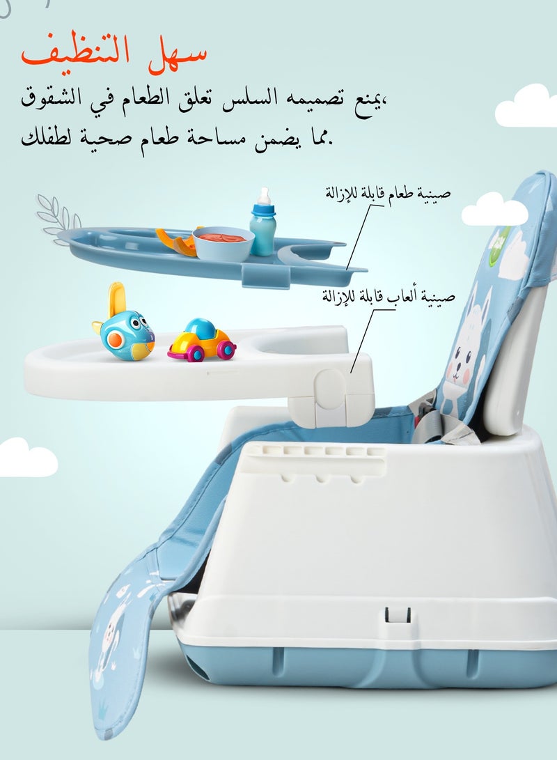 بيبي كرسي طعام مرتفع للأطفال 4 في 1 قابل للتحويل من Nuvella مع ارتفاع قابل للتعديل ومسند للقدمين وكرسي تغذية للأطفال الصغار ومقعد معزز مع صينية طعام وعجلات وحزام أمان وكرسي طعام مرتفع للأطفال الصغار من عمر 6 أشهر إلى 4 سنوات أزرق فاتح - Image 4