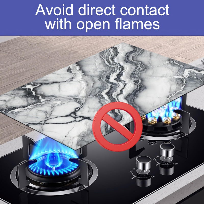 HOMETITUTE Marble Stove Top Cover for Electric 28x20 Inch Diatomite Kitchen Stovetop Cover Protector for Glass Electric Cooktop Countertop Heat Scratch Resistant Pad Modern Decor - Image 4