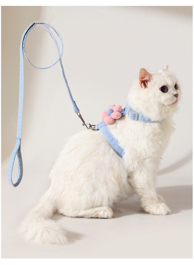 حزام صدر قابل للتعديل وجيد التهوية للقطط، مقود للحيوانات الأليفة، حزام صدر مقاوم للهروب، مجموعة مقود للقطط من النايلون الناعم على شكل زهرة، طوق للقطط، مقود مناسب للمشي في الهواء الطلق للقطط والكلاب - Image 3