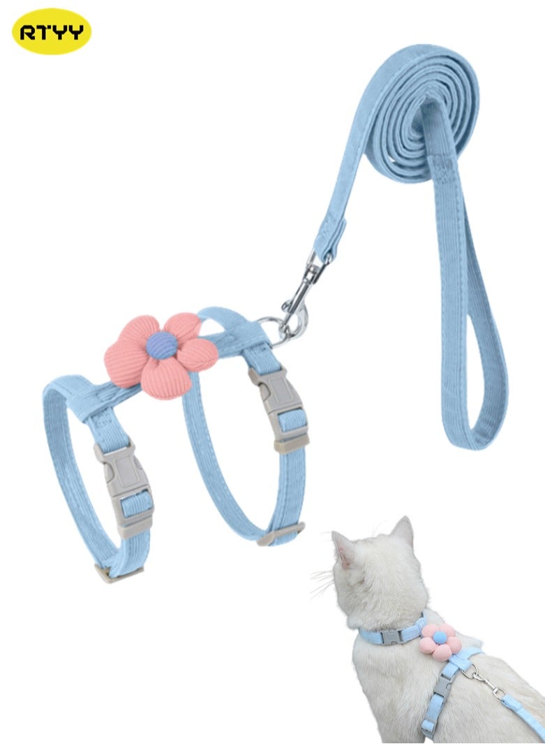 حزام صدر قابل للتعديل وجيد التهوية للقطط، مقود للحيوانات الأليفة، حزام صدر مقاوم للهروب، مجموعة مقود للقطط من النايلون الناعم على شكل زهرة، طوق للقطط، مقود مناسب للمشي في الهواء الطلق للقطط والكلاب - Image 1