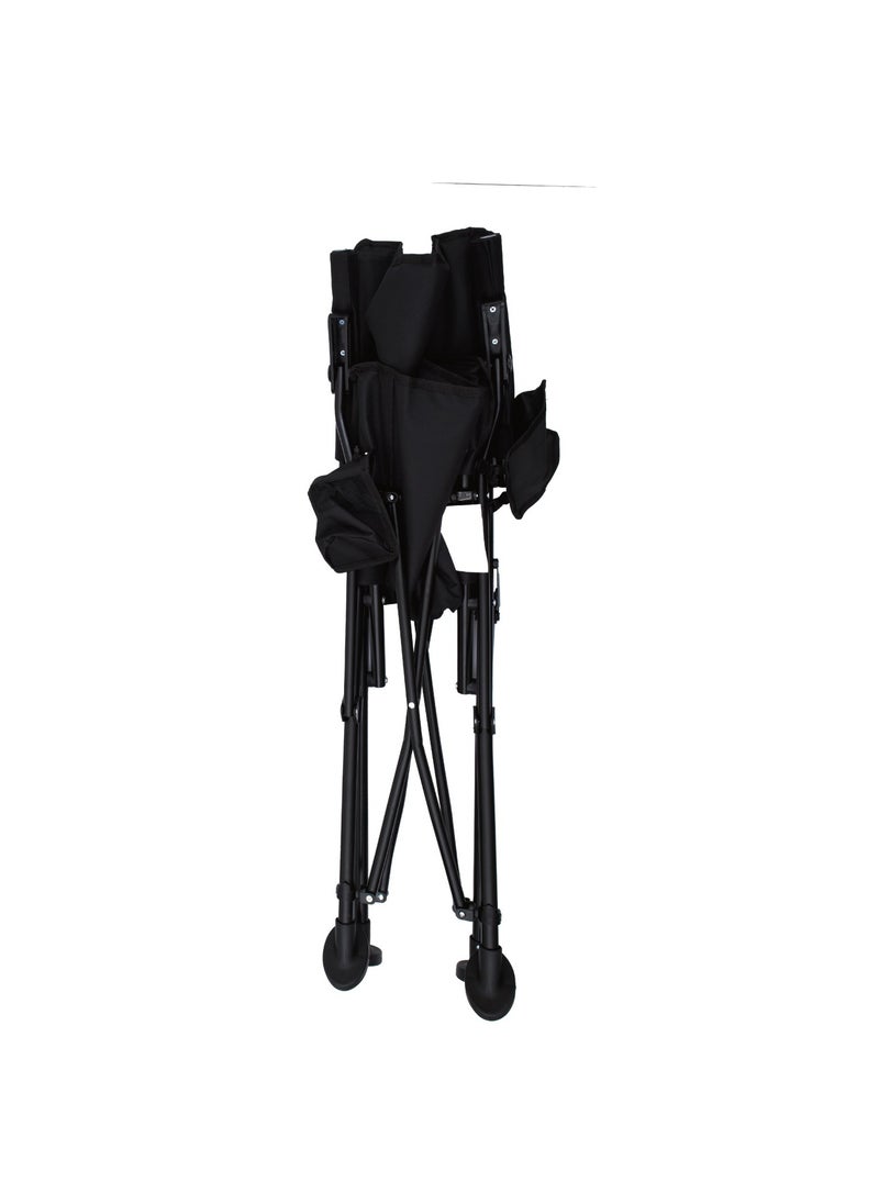 GREEN LION Outdoor Camping Chair with Carrying Bag / 150Kg Weight Capacity / Bottle Holding Pocket / Ergonomic Design / Non-slip feet / Easy Setup / Fabric Oxford 1100D Material / Easy to Carry - Black  - Image 2