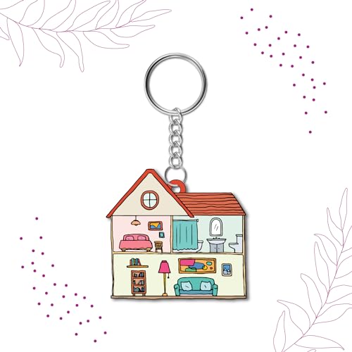 Bhai Please House Wooden Keychain For Car, Bike, Office, Home (Pack Of 1) Multicolour Key Chain With Ring | Gift For Men, Women, Girls, Boys, Him And Her, Multicolor - Image 3