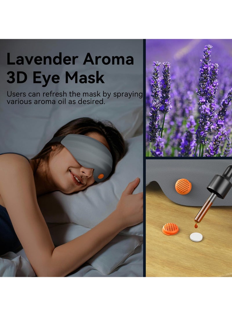 SYOSI 3D Sleep Mask, Aroma Eye Masks for Sleep, 99.9% Light Blackout Sleeping Eye Mask for Women, Contoured Cup Night Blindfold, Eye Cover Eye Shade with Adjustable Strap, Medium Size (Grey)  - Image 3