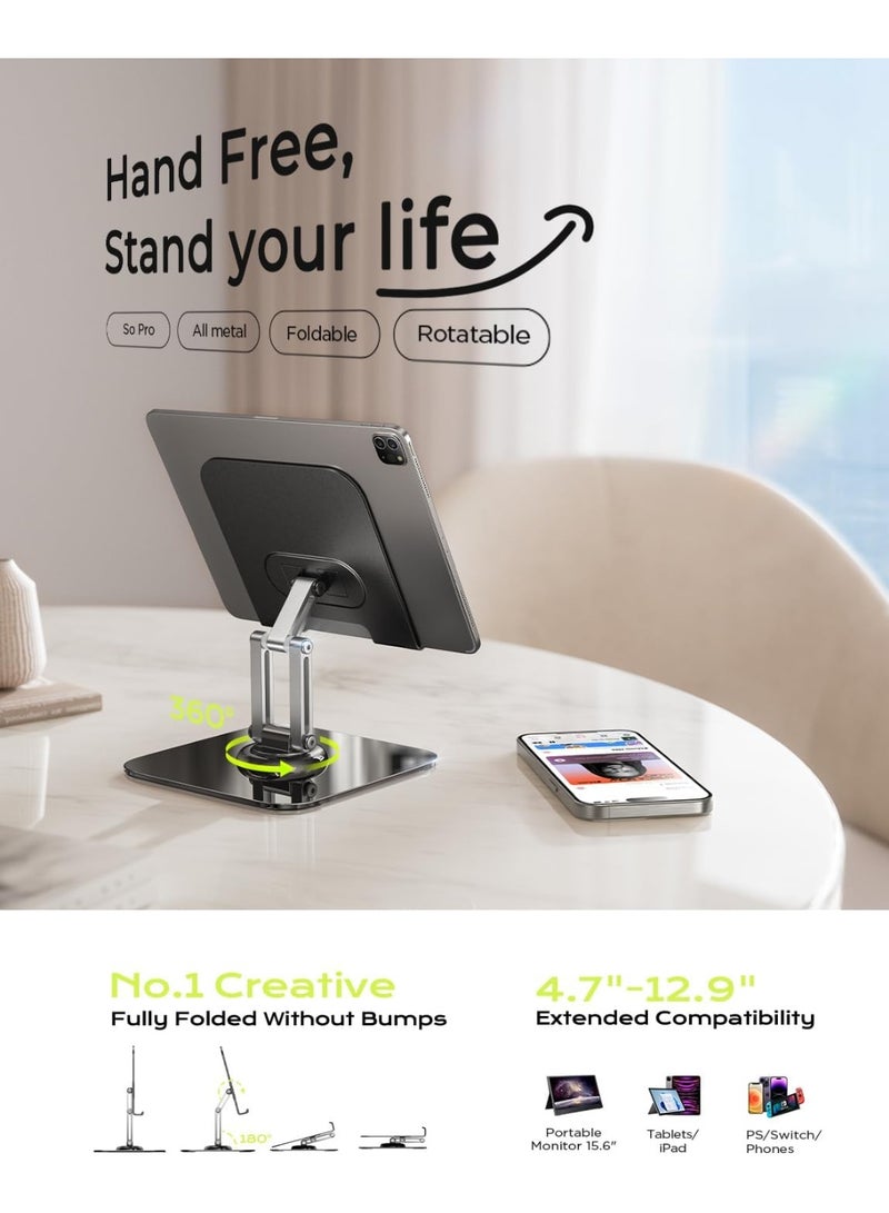 Xkimos iPad stand adjustable tablet desktop stand, iPad accessories rotating display stand, travel home office 2025 iPad Pro essential desktop stand/PS/Switch iPhone - Image 2