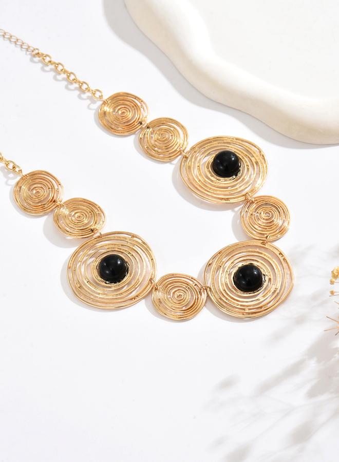 Take Two Gold Metal Asymmetrical Geometric Necklace - Image 4