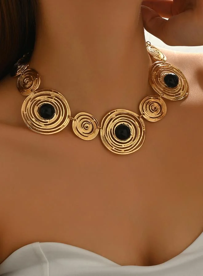 تايك تو عقد معدنية ذهبية بتصميم هندسي غير متماثل