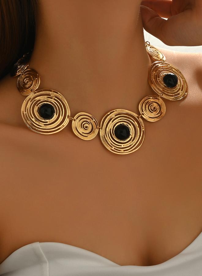 Take Two Gold Metal Asymmetrical Geometric Necklace - Image 2