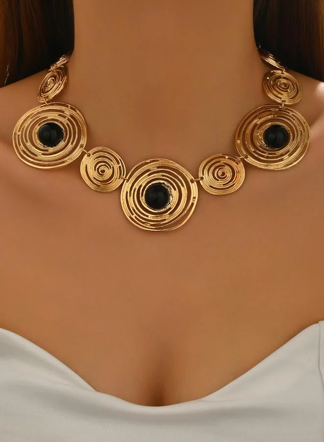 تايك تو عقد معدنية ذهبية بتصميم هندسي غير متماثل