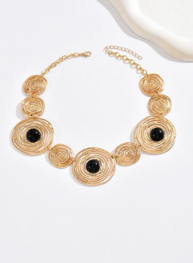Take Two Gold Metal Asymmetrical Geometric Necklace - Image 3