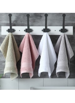 joyzzz 4-Piece Towel Set, White Cotton Luxury Plush Towels, 2 Square Towel, 1 Washcloths, 1 Bath Towel - Highly Absorbent, Quick Dry,Premium Quality Towel Hand Set for Bathroom  - Image 4
