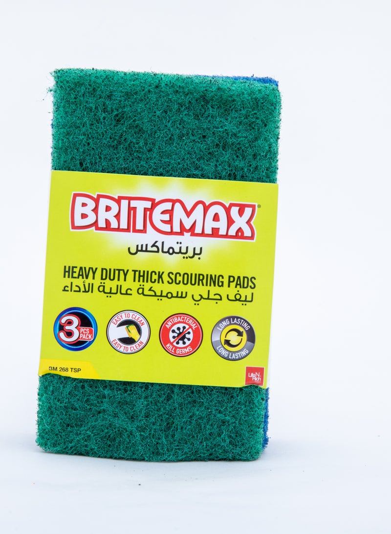 BRITEMAX BM268 Thick Scouring Pads – 3-Pack for Heavy-Duty Cleaning (TS-103) - Image 3