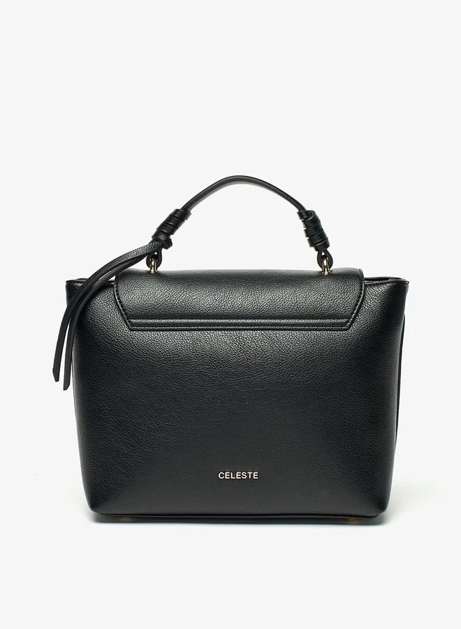 Celeste Women Textured Satchel Bag with Detachable Strap and Magnetic Closure