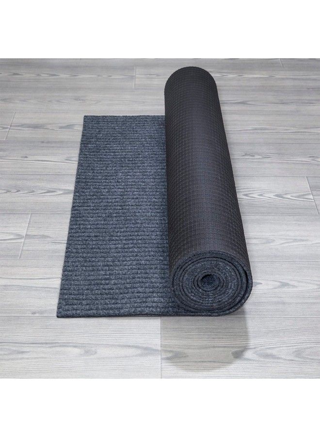 Ottomanson Scrape Rib Solid Design Nonslip Rubberback 3X6 Indoor Outdoor Waterproof Runner Rug For Hallway Kitchen Living Room Garage Patio 2'7" X 6' Gray - Image 4