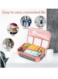Hanayo Lunch Box Kids,Bento Box Adult Lunch Box,Lunch Containers for Adults/Kids/Toddler,1300ML-4 Compartment Bento Lunch Box,Microwave & Dishwasher & Freezer Safe,BPA Free Pink Polypropylene 22.6x16.1x6.5 cm  - Image 3