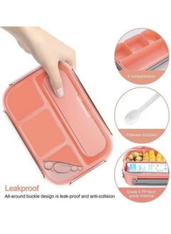 Hanayo Lunch Box Kids,Bento Box Adult Lunch Box,Lunch Containers for Adults/Kids/Toddler,1300ML-4 Compartment Bento Lunch Box,Microwave & Dishwasher & Freezer Safe,BPA Free Pink Polypropylene 22.6x16.1x6.5 cm  - Image 4
