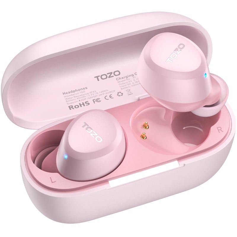 TOZO سماعات أذن لاسلكية TOZO A1 بلوتوث 5.3 خفيفة الوزن داخل الأذن مقاومة للماء IPX5 سماعات رأس مزودة بـ 2 ميكروفون للمكالمات الذكية، صوت غامر ممتاز مع سماعة رأس بجهير، علبة شحن، تخصيص 32 إعداد EQ عبر التطبيق - Image 1