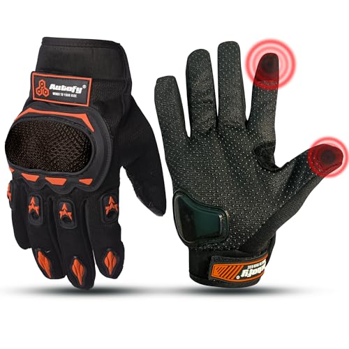 Autofy FANTOM Bike Riding Gloves TPR Knuckle Protection Touchscreen Compatible Palm Protection Padding Hand Gloves for Bike Bike Gloves Men Bike Accessories Washable Fabric (Size: XL, Orange & Black) - Image 1