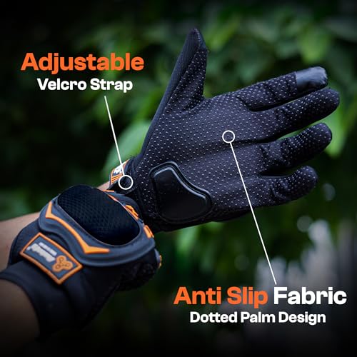 Autofy FANTOM Bike Riding Gloves TPR Knuckle Protection Touchscreen Compatible Palm Protection Padding Hand Gloves for Bike Bike Gloves Men Bike Accessories Washable Fabric (Size: XL, Orange & Black) - Image 5