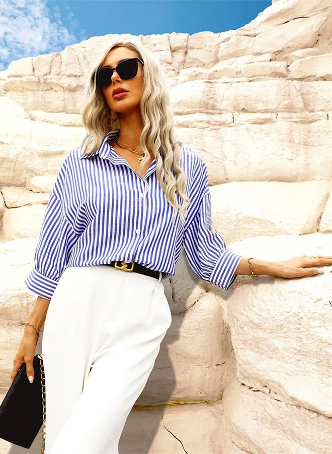 Take Two Take Two Striped Button Up Spread Collar Shirt
