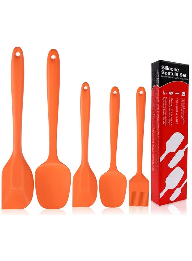 P-Plus International Silicone Spatula Set 5-Piece - 446F Heat-Resistant Baking Spoon Spatula - Seamless One-Piece Design- Non-Stick Silicone Stainless Steel Core (Spatula Set of 5 Orange) - Image 1