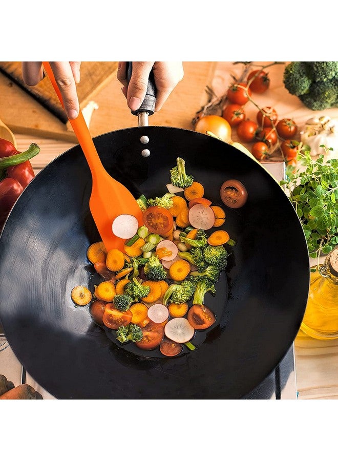 P-Plus International Silicone Spatula Set 5-Piece - 446F Heat-Resistant Baking Spoon Spatula - Seamless One-Piece Design- Non-Stick Silicone Stainless Steel Core (Spatula Set of 5 Orange) - Image 3