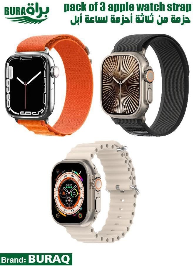 BURAQ - Apple Watch Band Strap For Apple Watch Ultra 2/Ultra 49mm, Series 10 46mm, 9/8/7 45mm, SE2/SE/6/5/4 44mm, 3/2/1 42mm - Image 1