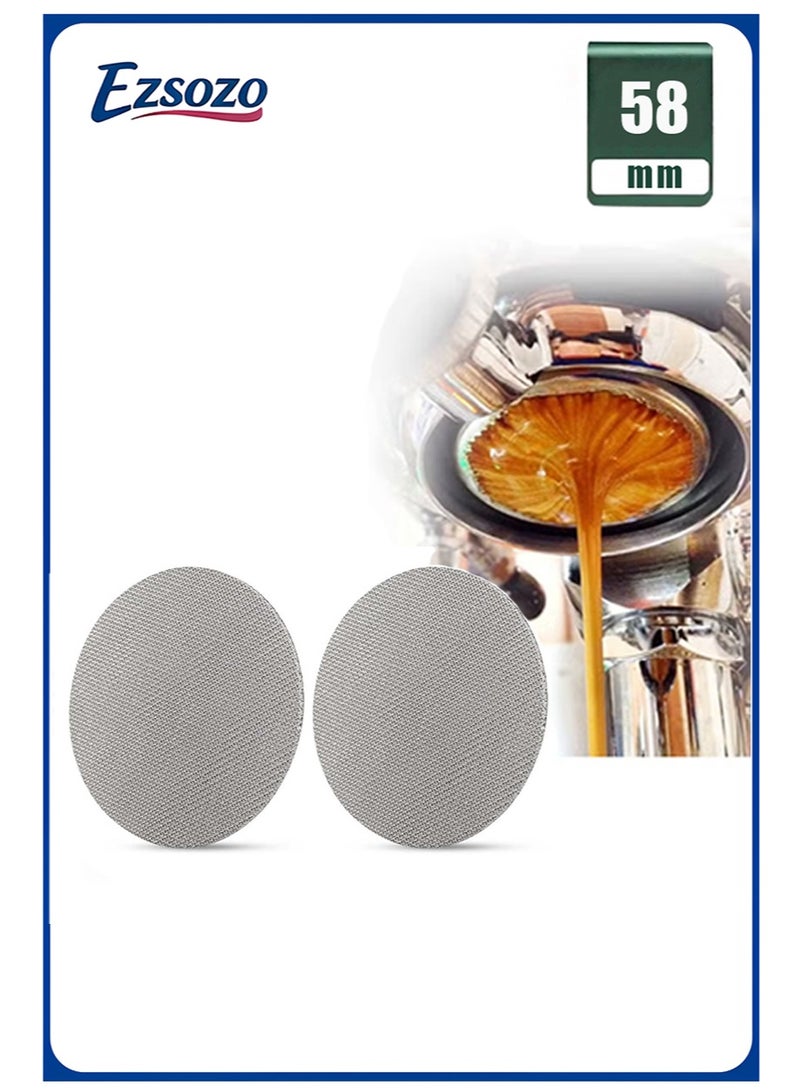 اي زد سوزو عبوتان من شاشة قرص الإسبريسو 58 مم، قابلة لإعادة الاستخدام، سمك 1.7 مم، 150 ميكرومتر، صفيحة شبكية لفلترة القهوة لسلة فلتر الإسبريسو (58 مم، 150 ميكرومتر) - Image 1