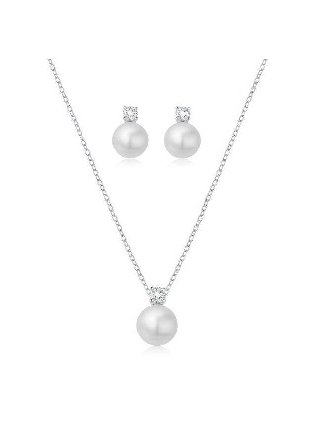 MTZ Women Jewellery Set, 14K Gold Plated Dainty Pendant Necklace & Stud Earrings Set for Wedding Party Daily Wear - Image 1