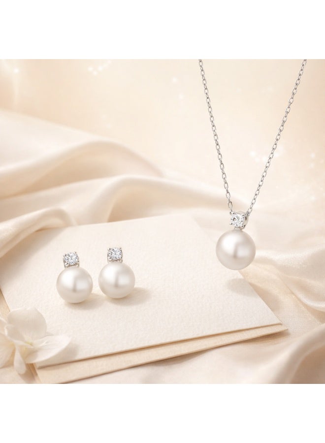 MTZ Women Jewellery Set, 14K Gold Plated Dainty Pendant Necklace & Stud Earrings Set for Wedding Party Daily Wear - Image 5