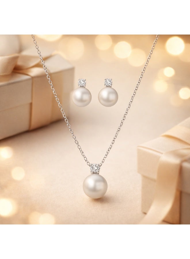 MTZ Women Jewellery Set, 14K Gold Plated Dainty Pendant Necklace & Stud Earrings Set for Wedding Party Daily Wear - Image 4
