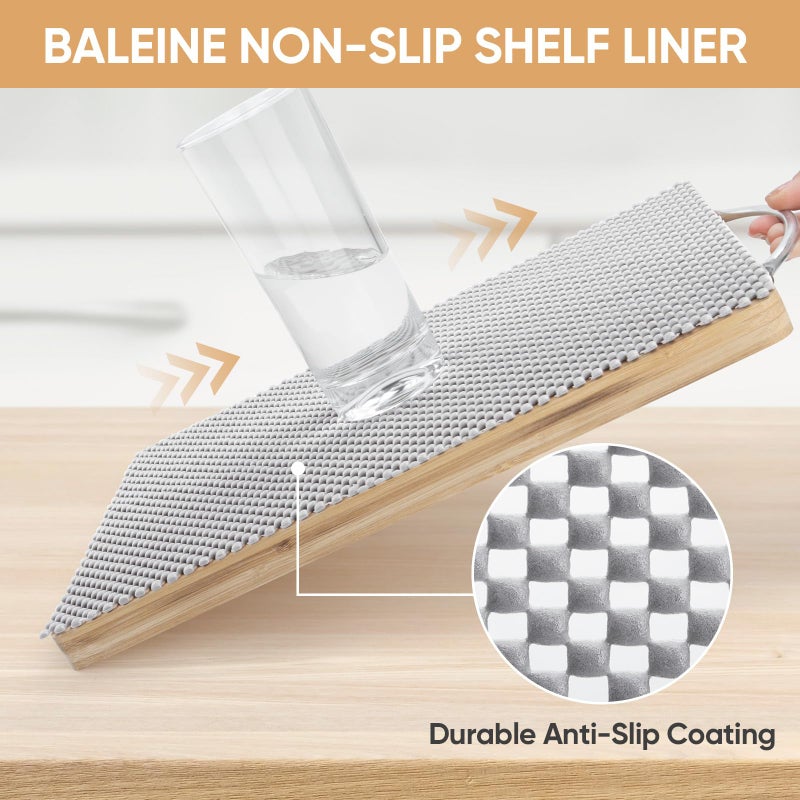 BALEINE Cabinet Liner, 12 in x 10 Ft Drawer and Shelf Liner for Kitchen Cabinets Non-Adhesive, Non-Slip Protect Desks, Cupboard, Drawers, Shelves, Tableware (Black) - Image 3