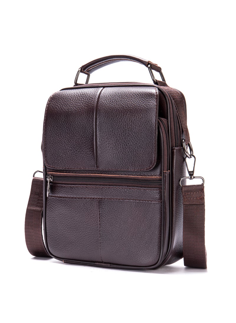 Generic - Marte New Mens Crossbody Bag Handbag Casual Bag Genuine Leather Single Shoulder Bag Cow Leather Man Bag Motorcycle Equipment Ac Dark coffee color - Image 1