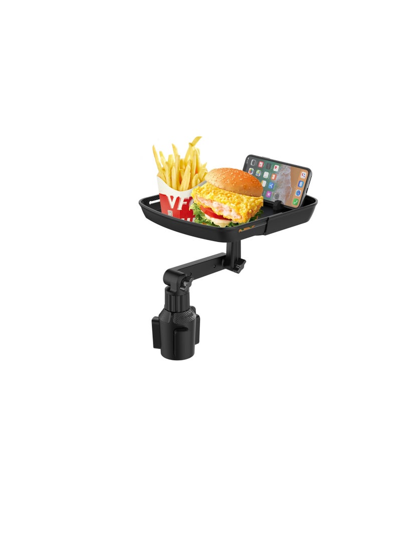 Halamodo Car Cup Holder Tray Table Multifunctional Car Tray for Eating 360° Swivel Adjustable Car Food Eating Tray Table and Base with Extra Phone Slot（Enhanced Tray deepening） Black - Image 2