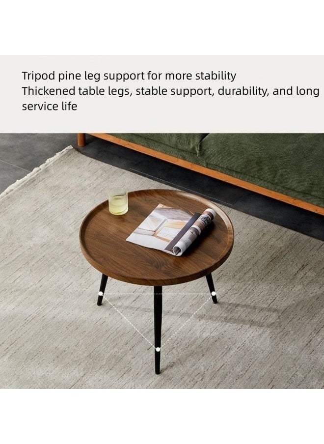GGEROU - Oval Nesting Coffee Table Set of 2, Round End Tables with Fluted, Creative Wooden Sofa Side TablesModern Center Table for Living Room Bedroom Office Balcony(Walnut) - Image 1