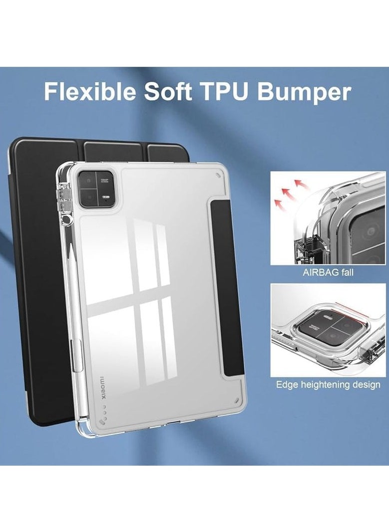 Compatible with Huawei MatePad Pro 12.2 inch 2024 (MRO-W00/W10) Case TPU Slim Cover with Pencil Holder Auto Wake/Sleep Smart Transparent Hard Back Case with Stand Function