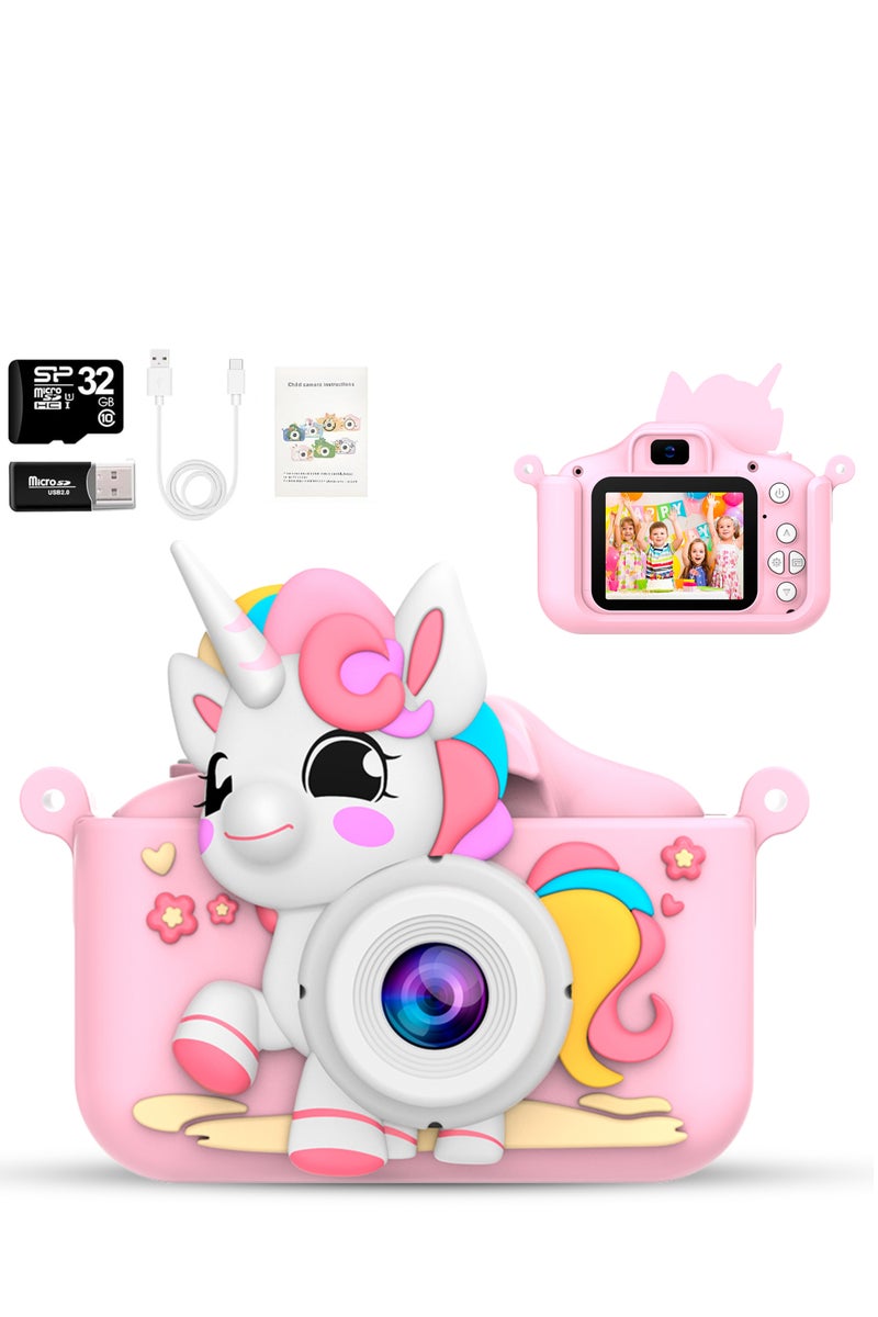 ABJ Kids Digital Camera with Video - Toy Camera for Toddlers & Children Aged 3–12 with 32GB SD Card, USB Reader, Games & Music - Mini Camera with Filters & Cartoon Case - Ideal Gift for Kids - Image 1